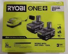NEW! Ryobi ONE+ 18V Battery (2 Batteries) and Charger Kit - PSK006 (Unopened)